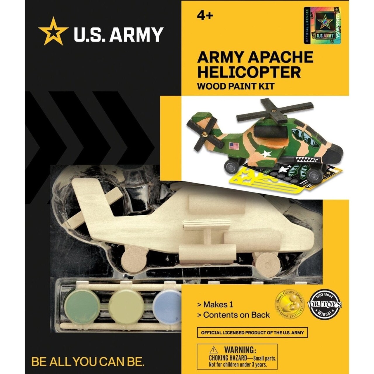 U.S. Army Apache Helicopter Wood Craft Paint Kit For Kids Art Project